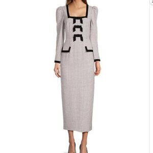 Antonio Melani “Catherine” Houndstooth Velvet Bow Midi Dress – Born on Fifth